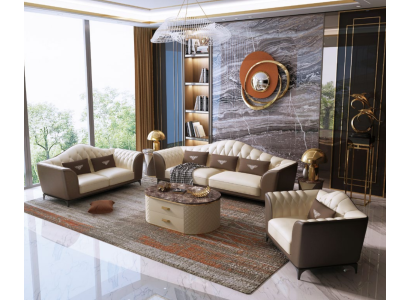 Italian Sofa set Leather Seat Upholstery Couch 3+2+1 Group Sets