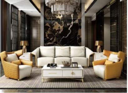 Luxury Furniture Sofa set Couch Sofa Upholstery 3+1+1 Couches Yellow Designer