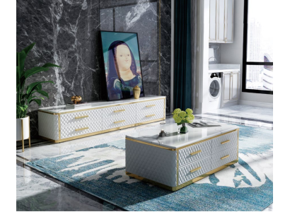 stainless steel Sideboard Leather Marble Imitation Stone Coffee tables 200x40cm