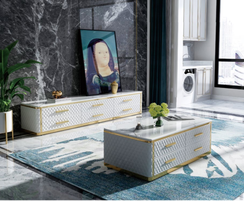 Sideboard TV Lowboard TV cabinet XL Wardrobe Coffee table Living room Marble