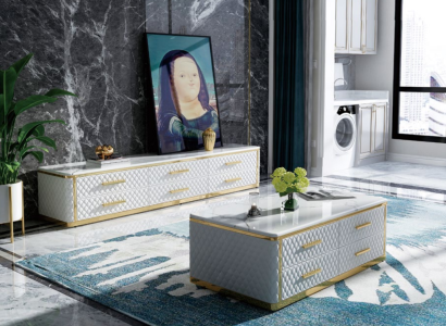 Sideboard TV Lowboard TV cabinet XL Wardrobe Coffee table Living room Marble