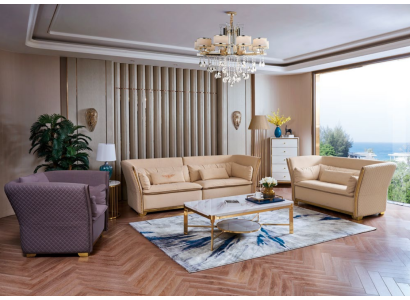 Sofa set Couch Suite 3+2+1 designer sofa coffee table Italy luxury