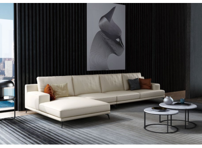 Modern Sofa Corner suite L-shape Upholstery Seat Corner Couch + Stool Italy