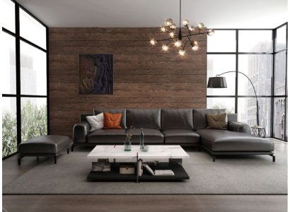 Suite Sofa Designer Couch Corner sofa with Stool Upholstery Living landscape