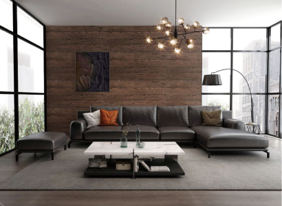 Suite Sofa Designer Couch Corner sofa with Stool Upholstery Living landscape