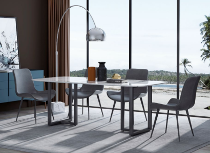 Design Dining room Group Table + 4 Chairs Seat Upholstery Deco Suite Tables