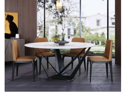 Design Round Table 4x Armchair Chairs Dining Room Upholstery Seat Round Tables