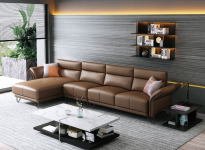 Modern Living landscape Corner sofa Couch Upholstery Leather Seat Corner Suite