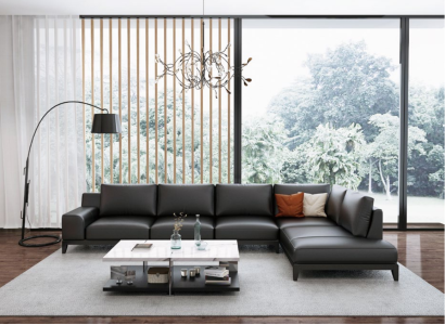 Living landscape L-shape Corner sofa Couch Leather Design Upholstery Suite Sofa