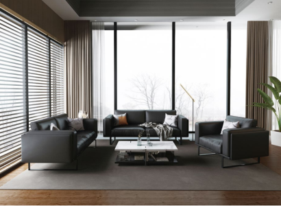 Luxury Office Office Furniture Sofa Leather Couch Suite 3+2+1 + Coffee table 4pcs