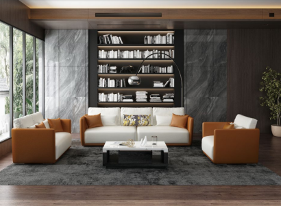 Luxury Furniture Sofa set Couch Sofa Upholstery 3 2 1 Couches Orange Leather