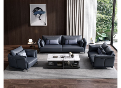 Italian Upholstery Seat Suite 3+2+1 Group Leather Couch Modern Sofa