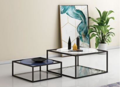 Double Set 2x Coffee table Side table Coffee table Design Living room table
