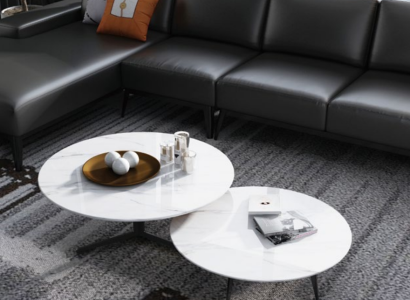 Round Set 2x Coffee table Coffee table Side table Decorative Designer Living room