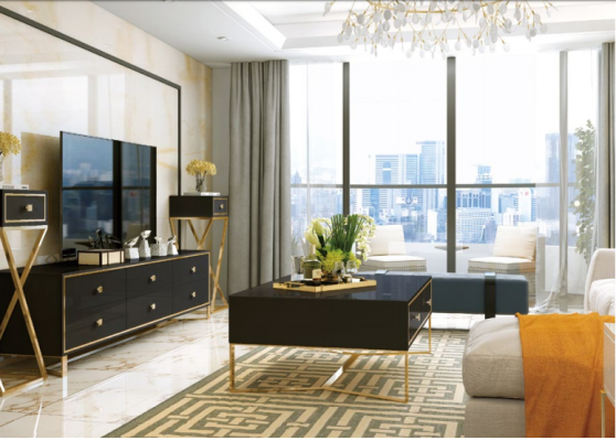 Italian designer furniture 2 pieces. Set Chest of drawers + Coffee table high gloss
