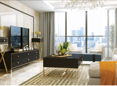 Italian designer furniture 2 pieces. Set Chest of drawers + Coffee table high gloss