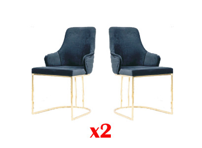 Designer Furniture 2x Chair Gold Living room Wood Chairs Italian Style