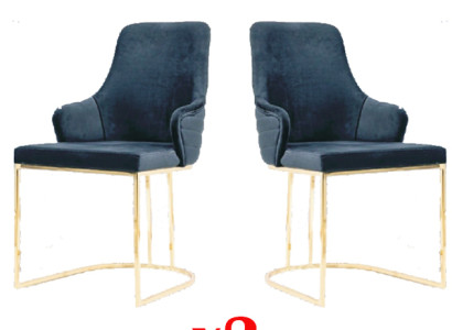 Designer Furniture 2x Chair Gold Living room Wood Chairs Italian Style