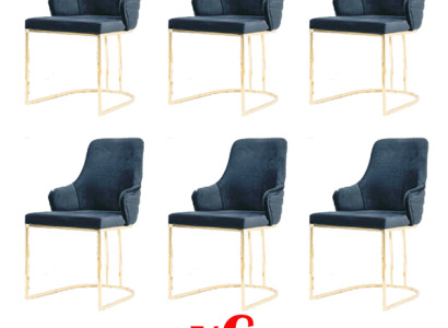 Group Chairs Suite Textile stainless steel Upholstered Dining room 6 Chairs