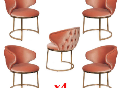 Design Chair Set 4x stainless steel Italian Style Upholstery Suite new