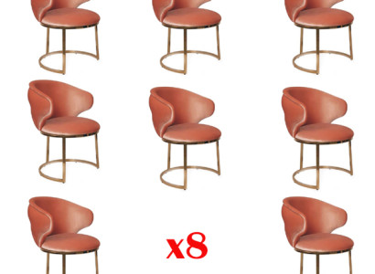 Dining room Textile Set 8x Design Chair Metal Armchair Suite Chairs