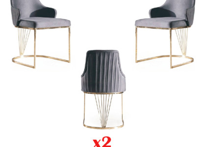 Chair 2x Dining Room new Chairs Upholstered Chair Metal Lounge Design Furniture