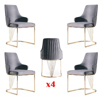 Group Set 4x Armchair Chair Design Fabric Upholstery Chairs Gastro Dining room