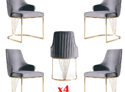 Group Set 4x Armchair Chair Design Fabric Upholstery Chairs Gastro Dining room