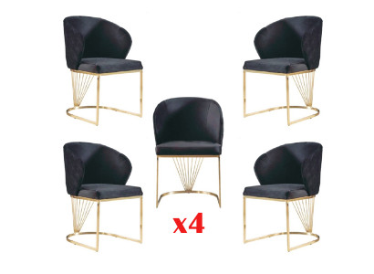 Dining room Set Dining set Modern stainless steel 4tlg Set Chair Suite 4x Chairs new
