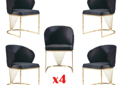 Dining room Set Dining set Modern stainless steel 4tlg Set Chair Suite 4x Chairs new