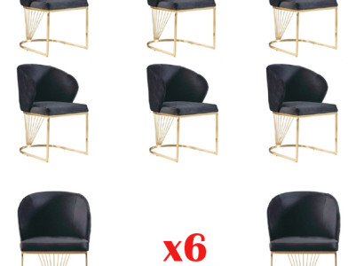 Set 6x Chair Chairs Armchair Dining room Suite Wood Modern Group Furniture