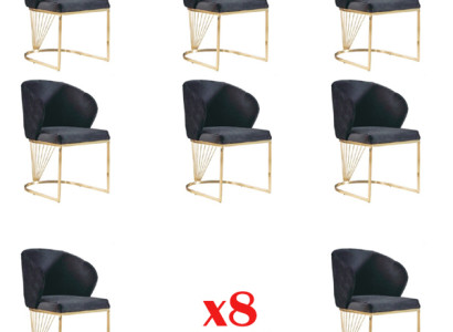 Set 8 Chair Group Armchair Upholstery Chairs Dining room Fabric Furniture Armchair