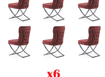 Dining room 6 Chairs stainless steel Design Furniture upholstered chair Italian style