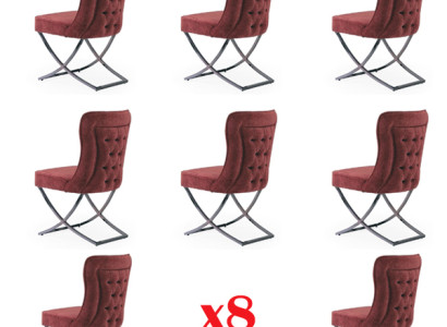 Design Chair Set 8 Textile Chairs Gastro Fabric Dining room Upholstery Group
