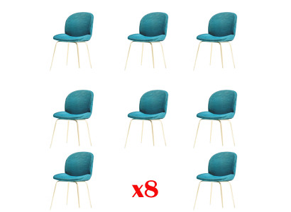 Design Chair Set 8x Armchair Textile Upholstery Chairs Fabric Dining room new