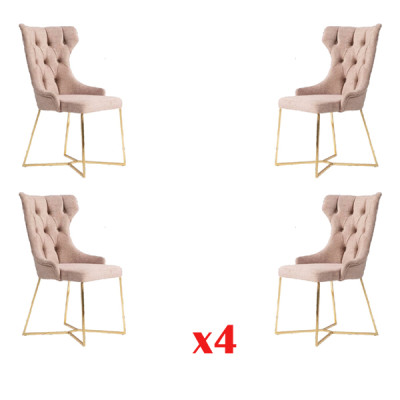 Set 4x Chesterfield Designer Solid wood Chair Dining room chair Designer