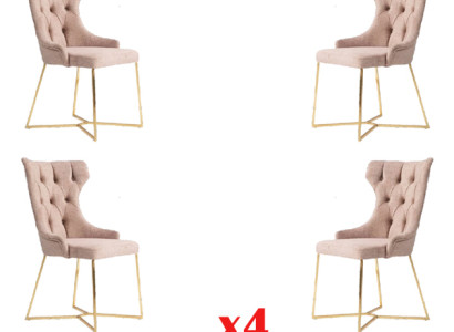 Set 4x Chesterfield Designer Solid wood Chair Dining room chair Designer