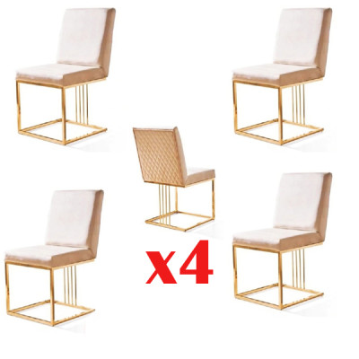 Design Chair Set 4x Armchair Textile Chairs Fabric Dining room new Upholstery