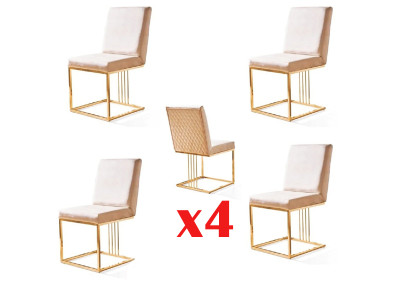 Design Chair Set 4x Armchair Textile Chairs Fabric Dining room new Upholstery