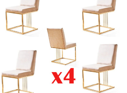 Design Chair Set 4x Armchair Textile Chairs Fabric Dining room new Upholstery