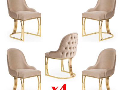 Dining room Textile Gastro Chair Design Set 4x Armchair Fabric Upholstery Chairs