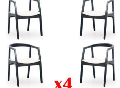 Set 4x Chair Design Wood Textile Upholstery Chairs Gastro Dining room Fabric