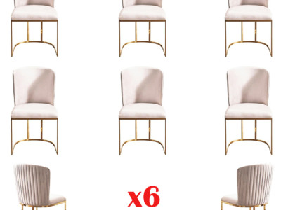 Dining room chair Designer Chairs new Set 6x Fabric Solid wood Chair