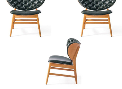 Dining room new Upholstery Gastro Leather Design Chair Set 2x Solid Wood