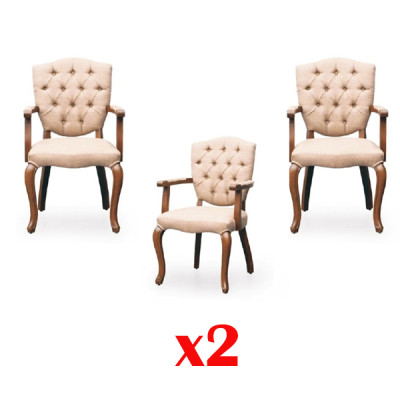 Chesterfield Armchair Wood Lounge Club 2x Set Suite Chair Chairs