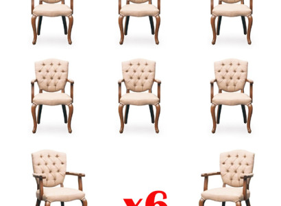 Design Chesterfield Chairs Hotel Suite Textile Upholstery Group 6x Set