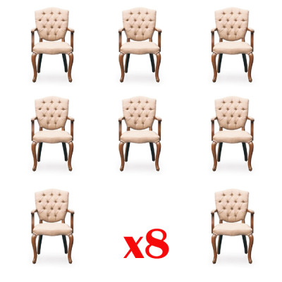 Design Luxury Lacquered Chair Set Suite 8x Seat Group Brown new