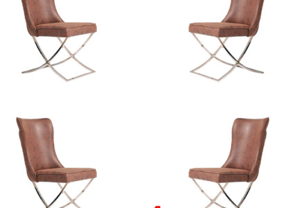 Set 4x Armchair stainless steel Dining room chair Fabric Upholstery Chair Dining room