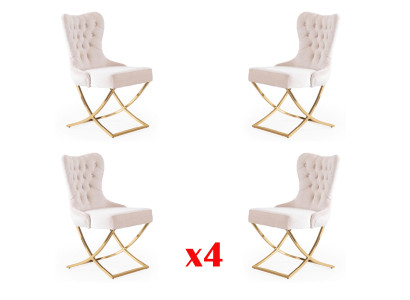 Dining room chair Kitchen Dining chairs Textile Set 4x stainless steel Chair