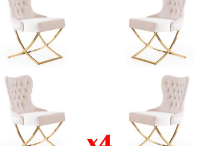 Dining room chair Kitchen Dining chairs Textile Set 4x stainless steel Chair